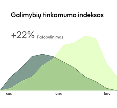 Galimybių indeksas +22% patobulinimo grafikas