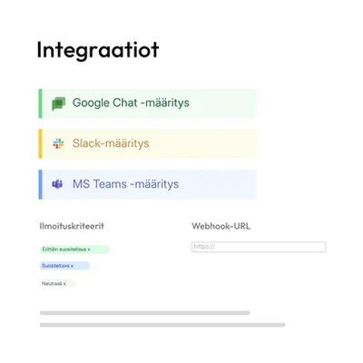 Integraatioiden yleiskatsaus tenderbot.io:ssa