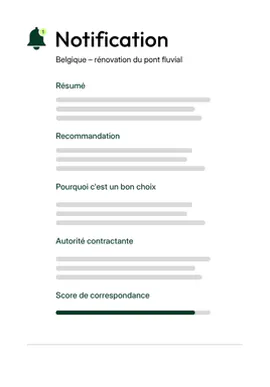 Notification de correspondance d'appel d'offres