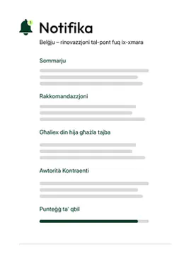 Notifika ta' qbil tat-tender